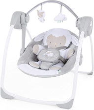 Comfort 2 Go Compact Portable 6-Speed Cushioned Baby Swing with Music, Folds Eas