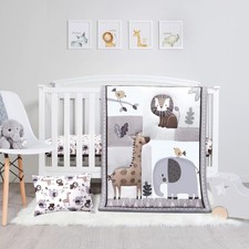 3 Piece Jungle Animals Crib Bedding Set for Baby Boys Girls - Nursery Decor