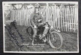 SIGNED POSTCARD F. COWARD 1925 AMATEUR ISLE of MAN TT RACE SCOTT SQUIRREL MANX