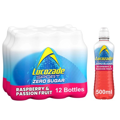 Lucozade Sport Zero Sugar - Himbeere & Passionsfrucht 12x500ml | Zuckerfrei