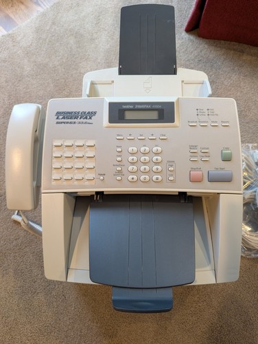 Brother IntelliFax IntelliFAX 4100e Laser Fax Machine w Handset + Trays + Cables