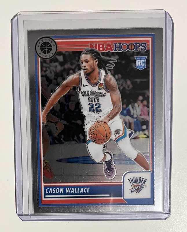 CASON WALLACE 2023-24 Panini NBA Hoops Premium Stock - #76 Base OKC Thunder (RC)