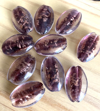 10 PURPLE GOLD SAND FLAT OVAL 25mm Lampwork Glass Loose Beads JEWELRY
