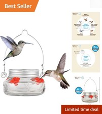 Stylish Hanging Mason Jar Hummingbird Feeder - Attract More Birds to Your Garden