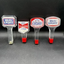 Vintage Bud Light Budweiser Beer Tap Handles Lot of 4 Acrylic Lucite Olympics