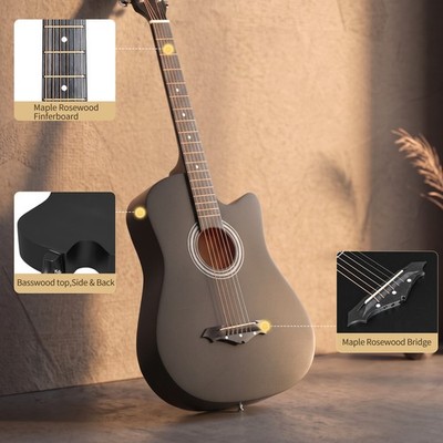 Ktaxon Matte Black 38-inch Acoustic Guitar with Picks, Strings, Capo, Case,Tuner