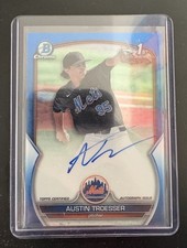 2023 Bowman Chrome Austin Troesser New York Mets Blue Refractor Auto /150