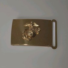 Vintage Brass Belt Buckle Globe Anchor US Marine Corp Military 12C