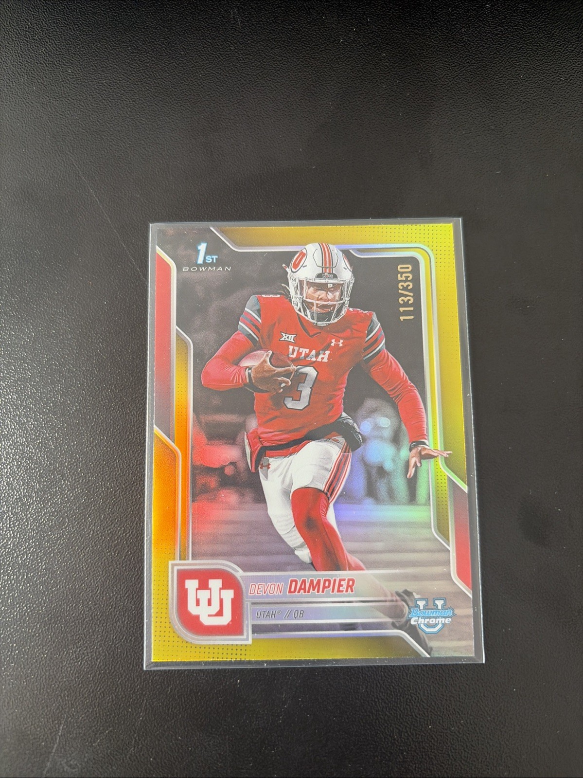 2025 Bowman University Chrome - Devon Dampier #3 Yellow Refractor /350 (RC)