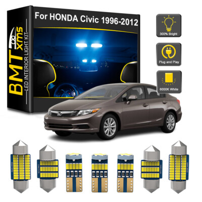 Interior LED Light Bulb License Plate Dome Trunk For Honda Civic 1996-2012 Blue