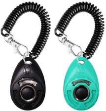 Dog Training Clicker with Wrist Strap Durable 2-Pack (Black and Blue)