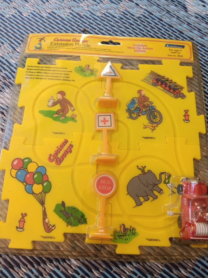 RARE Curious Extension Puzzle Tracks w/ WindUp Fire Truck (1998