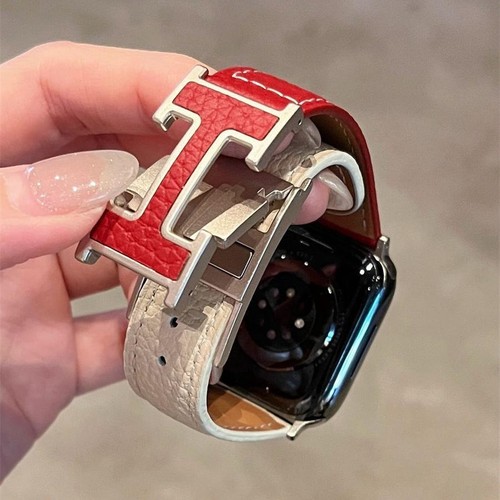 Pasuje do Apple iWatch 10 9 8 7 6 Pasek do zegarka Pasek H Składana klamra Skóra - Zdjęcie 5 z 32