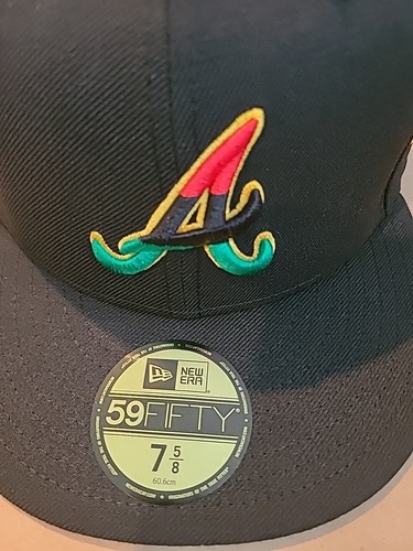 Atlanta Braves Just Caps Freedom Day New Era 59FIFTY Black Fitted Hat Size 7 5/8 - Picture 6 of 13