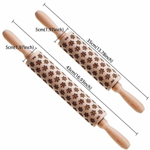 Weihnachten Nudelholz Elch Schneeflocken Druck Gravur Holz geprägt Weihnachtsgeschenk 2021 - Bild 15 von 20