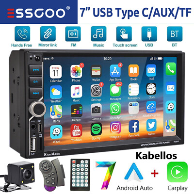 2 DIN 7'' Autoradio Wireless Apple Carplay Android Auto Bluetooth USB AUX +Kamera
