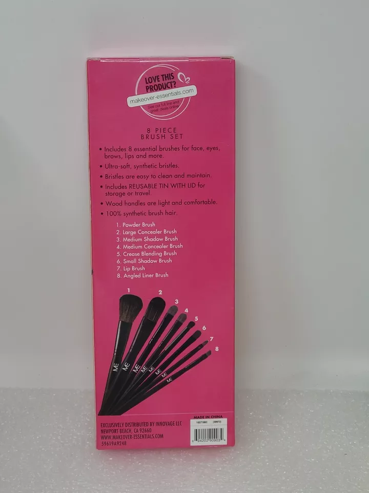 Makeover Essentials 8 Piece Brush Set in Reusable Storage Tin Case - Image 2 of 2