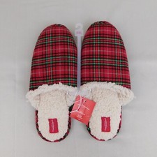 Wondershop Red Tartan Plaid Sherpa Lined Christmas Slippers Unisex Adult 2XL