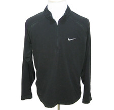 NIKE Mens Size Large Black Athletic 1/4 Zip Fleece Sweatshirt Shirt Therma-Fit