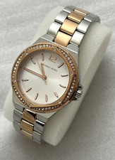 Michael Kors Lennox Women Watch MK-6989 Silver/Rose Gold Bracelet Crystal Bezel
