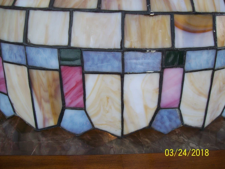 Araña de techo colgante de escoria artesanal vintage de vitral de gran tamaño Foto 2 de 4