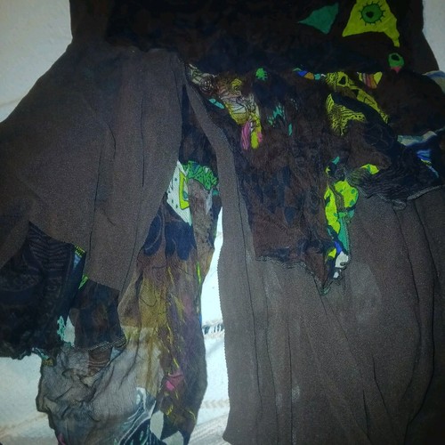 IPSE Pavillon Grunge Fee Meerjungfrau Kleid halbtransparent Patchwork Stretch Gr. T2 oder XS - Bild 4 von 15