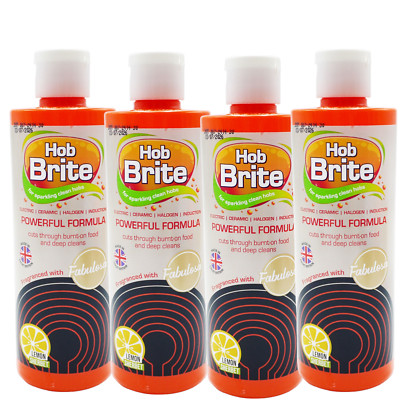 4 X Homecare Hob Brite Hob Cleaner Removes Burnt On Food 250 Ml Lemon