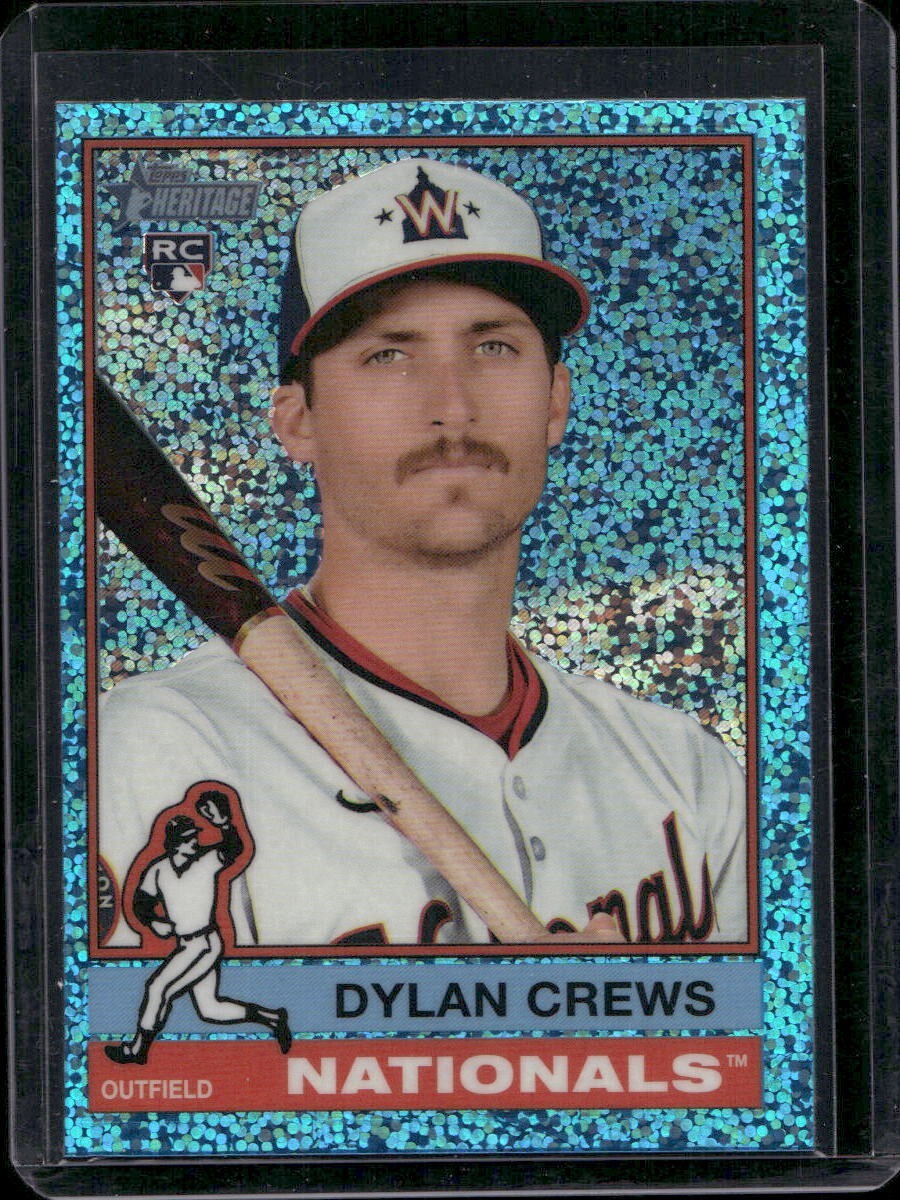 2025 Topps Heritage Dylan Crews RC Chrome Light Blue Sparkle #247 Nationals