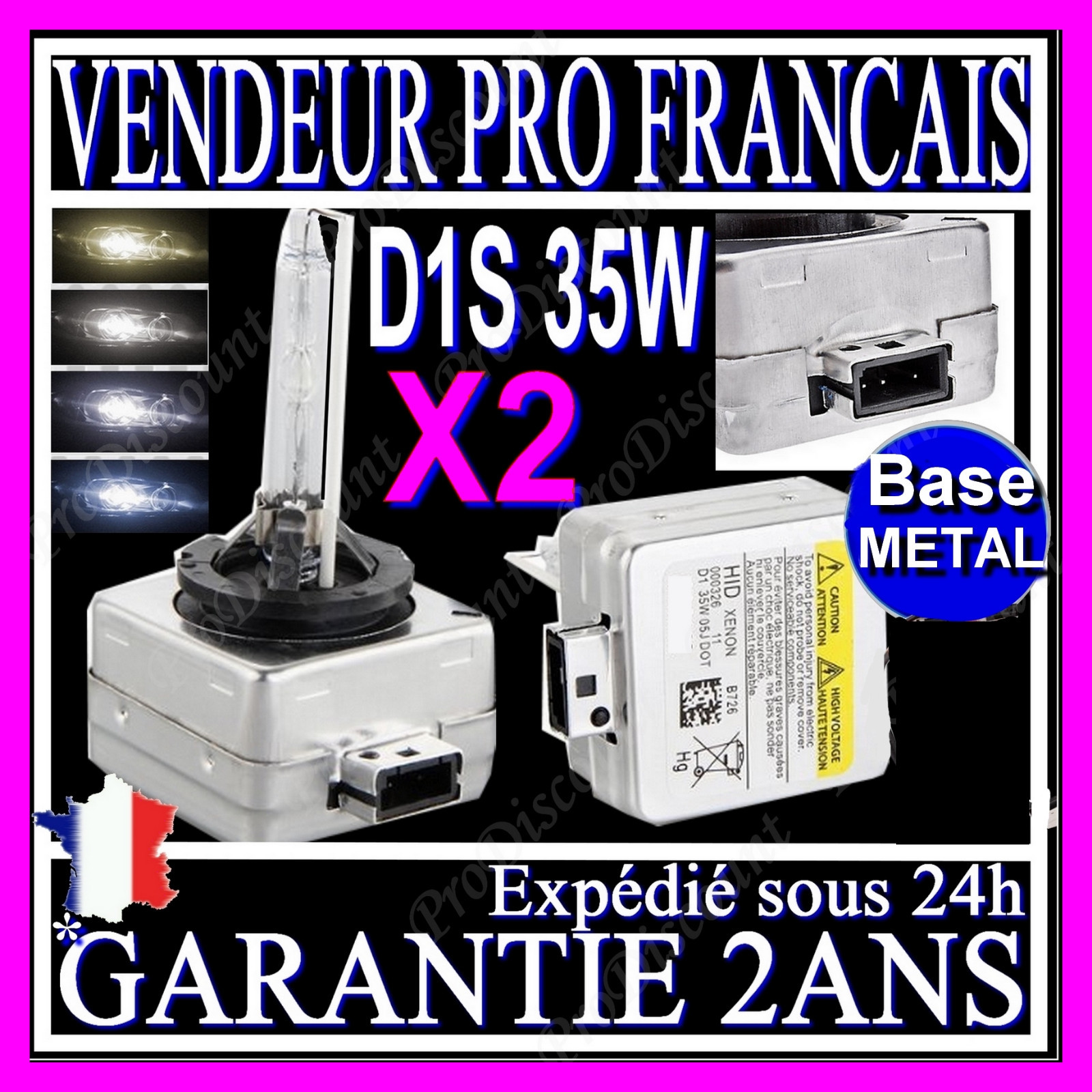 Feu Xénon D1S 6000k pour remplacer vos ampoules de phares auto usées 12V