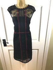 NEXT Black & Red Floral Lace Lined Dress, UK 22, Good Condition