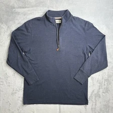 The Normal Brand 1/4 Zip Sweater Men's Medium Cotton Blend Blue Pullover Stretch