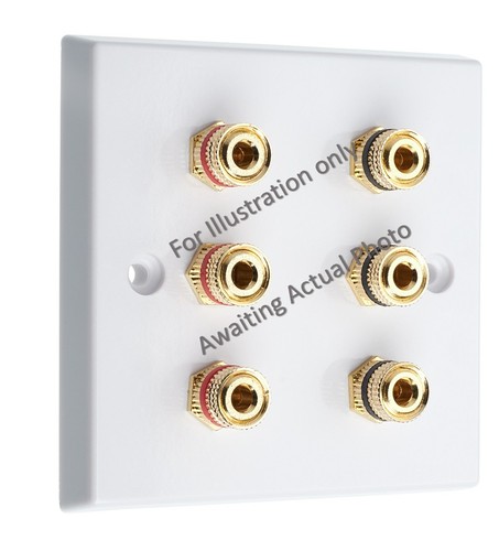 Audio Speaker 3.0 AV Wall Face Plate 6 Terminal Binding Posts for Banana Plugs - Picture 10 of 18