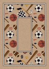 Milliken Beige Contemporary Hockey Soccer Area Rug Sports Good Sports Pearl Mist