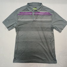 PGA Tour Pro Series Mens Athletic Fit Grey Purple Polo Golf Shirt Size Large