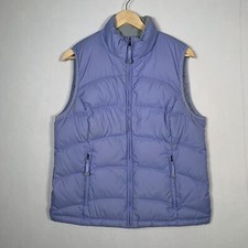 L.L. Bean Women  s Medium Outdoor Hiking Goose Down Puffer Vest Periwinkle