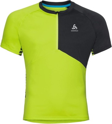 Odlo Herren T-Shirt Fahrradshirt MORZINE ELEMENT Radtrikot, Grün/Schwarz, S
