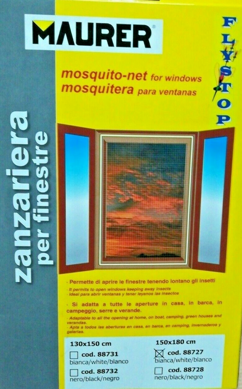 MAURER ZANZARIERA CON VELCRO PER FINESTRE COLORE BIANCO MISURA 150X180 FI88727