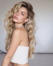 100 Human Hair Wig ombre Ash beige Blonde water wave Lace Front Wigs Dark Roots