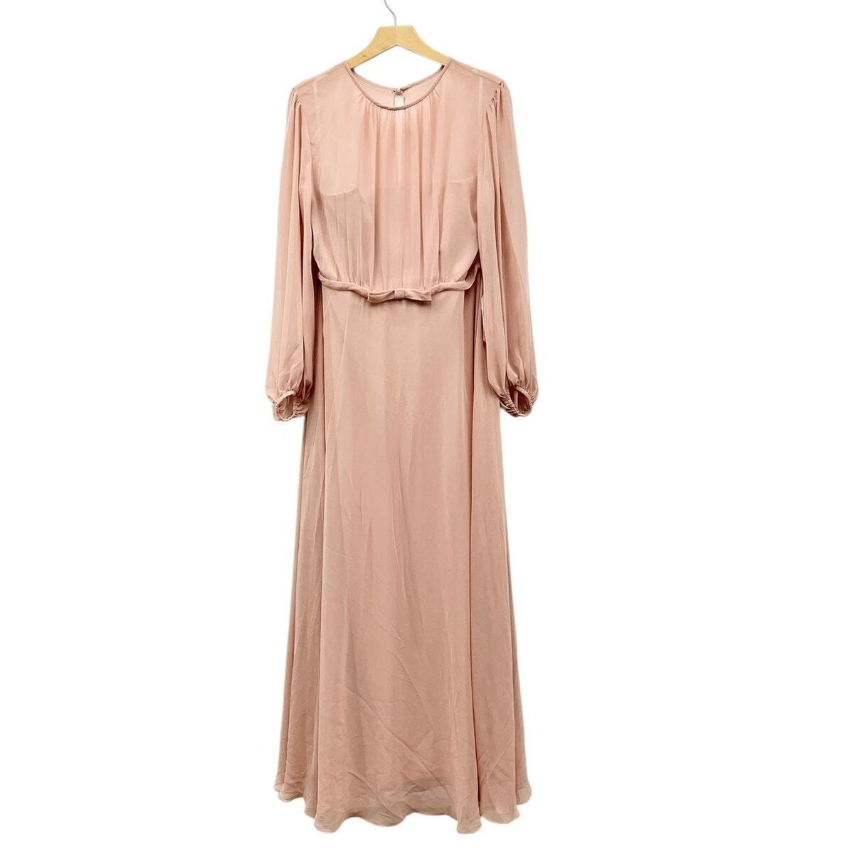 chinese dress ladies Iris Long Sleeve Satin Maxi Dress / Soft Pink | Meshki main image 0