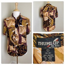 VTG 60's 70's MCM THUMS UP Gold Abstract Print Shirt Mod MCM Mens M