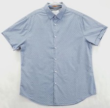 Denim  Flower Ricky Singh Shirt Mens Large Blue Polka Dot 100 Cotton Button-Up