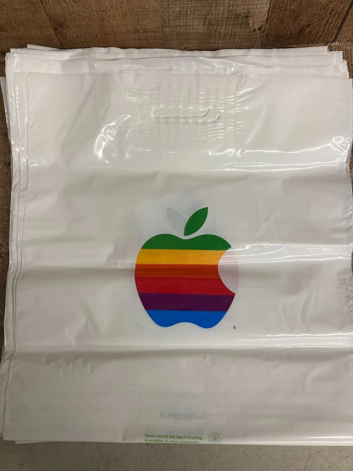 Vintage Apple Computer Vinyl Plastic Shopping Bag circa 1992, new. early 90s - Image 2 of 4