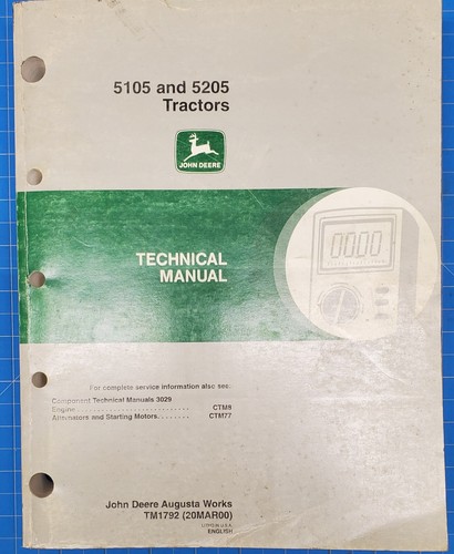 John Deere 5105 and 5205 Tractors TM1792 Technical Manual