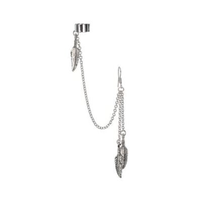 316L Surgical Steel Slave Earring Ear Cartilage Helix Cuff Chain Feathers 22G