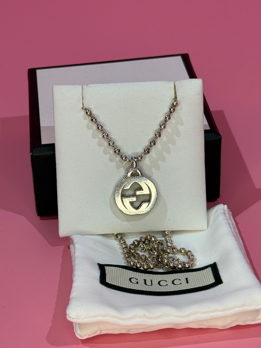 Gucci★素敵!Interlocking G Silver Necklace Ball Chain Gucci Interlocking G Ball Chain Necklace Silver 925 with Box