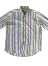 ROBERT GRAHAM Mens Green Purple Striped French Cuff Long Sleeve Button Up Large
