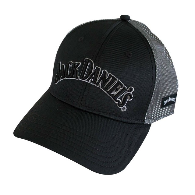 Black Embroidered Gray Mesh Back Hat 