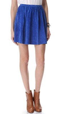 New PJK Patterson J. Kincaid Ryley A-line Mini Skirt Leather Suede Royal Blue M