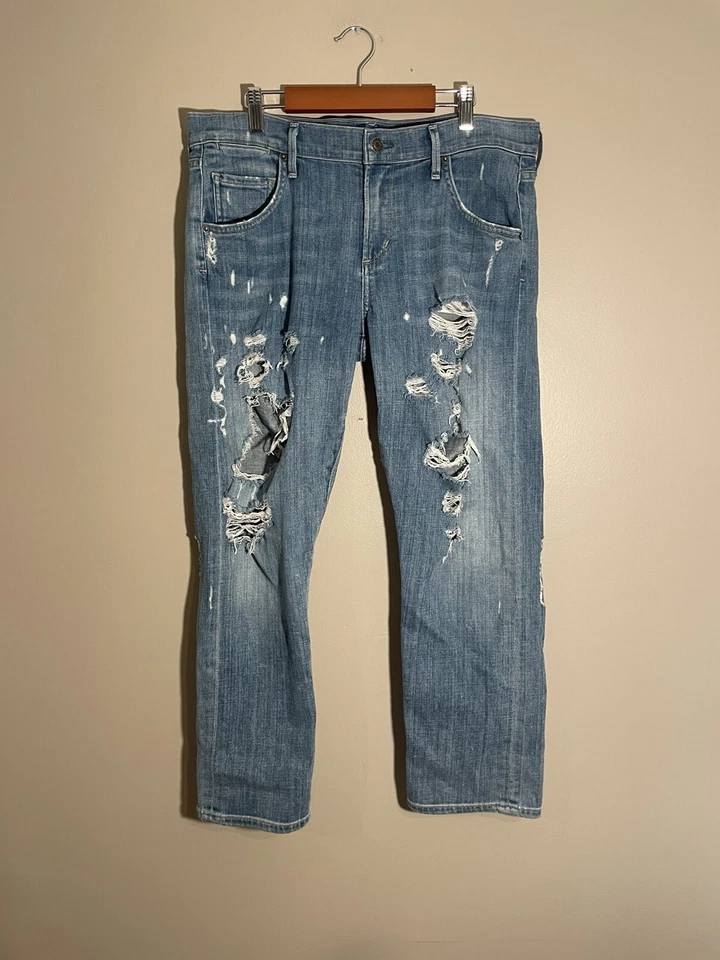 AGOLDE Isabel Boyfriend Slim Chaumont Destroyed Jeans Size 29 Women’s Blue - Image 2 of 4