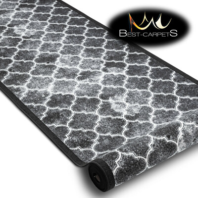DICKE Läuferteppiche KLEE grau modern rutschfeste Treppe Breite 67-100 cm extra lang